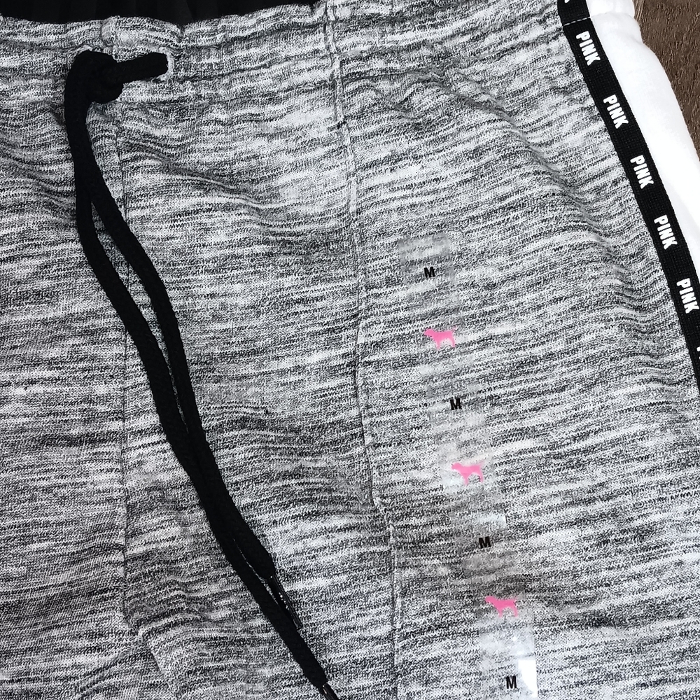 NWT PINK Victoria's Secret RARE Marbled Gray Jogger Sweatpants Iridescent Bling - Picture 7 of 8